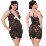 <strong>Сорочка из цветочного кружева</strong> <br />
Кружевная сорочка с окантовкой рюшей по лифу и по низу изделия. <div class="charTableblock"><div><span>Размер</span>: 1X (50-52); 2X (52-54)</div><div><span>Цвет</span>: черный</div><div><span>Производитель</span>: Coquette, Канада</div></div> Сорочка из цветочного кружева
Кружевная сорочка с окантовкой рюшей по лифу и по низу изделия.