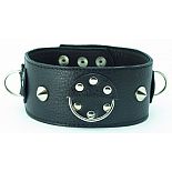 <strong>Чёрный кожаный ошейник с кольцами и клёпками</strong> <br />
<div class="charTableblock"><div><span>Материал</span>: кожа</div><div><span>Цвет</span>: черный</div><div><span>Производитель</span>: БДСМ арсенал, Россия</div></div> Чёрный кожаный ошейник с кольцами и клёпками