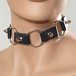 <strong>Кожаный черный ошейник с кольцами и шипами</strong> <br />
Изготовлен из натуральной кожи черного цвета. <div class="charTableblock"><div><span>Материал</span>: кожа</div><div><span>Производитель</span>: Sitabella, Россия</div></div> Кожаный черный ошейник с кольцами и шипами
Изготовлен из натуральной кожи черного цвета.