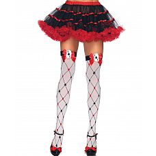 <strong>Игровые чулочки Leg Avenue с принтом в виде карточных мастей </strong> <br />
Хотите примерить на себя роль Шахматной королевы? Наденьте соответствующий костюм и дополните его этими чулочками! Это будет неповторимый образ для ролевой игры или Хэллоуина! Белые чулки с узором карточных мастей украшены красными бантами и картами, заостряющими внимание на их обладательнице.<div class="charTableblock"><div><span>Размер</span>: S (42-44); M (44-46); L (46-48)</div><div><span>Цвет</span>: белый</div><div><span>Производитель</span>: Leg Avenue, США</div><div><span>В наличии</span>: S-M-L, белый</div></div> Игровые чулочки Leg Avenue с принтом в виде карточных мастей
Хотите примерить на себя роль Шахматной королевы? Наденьте соответствующий костюм и дополните его этими чулочками! Это будет неповторимый образ для ролевой игры или Хэллоуина! Белые чулки с узором карточных мастей украшены красными бантами и картами, заостряющими внимание на их обладательнице.