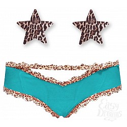 Комплект пэстис-звёздочек с леопардовым принтом и бирюзовых трусиков Комплект пэстис-звёздочек с леопардовым принтом и бирюзовых трусиков