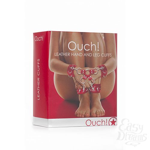 ���������� 2  �������� ��� ������� Hand And Legcuffs Red SH-OU050RED