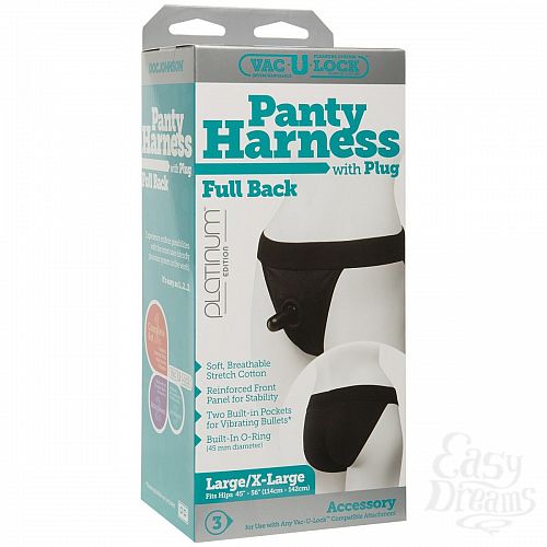 ���������� 4  ������� � ������ Vac-U-Lock Panty Harness with Plug Full Back - L/XL