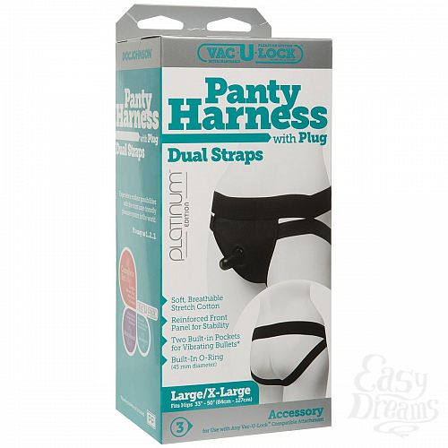 ���������� 4  ������� � ������ Vac-U-Lock Panty Harness with Plug Dual Strap - L/XL