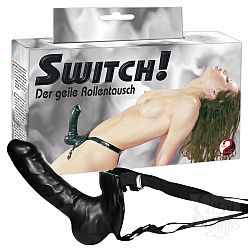 Черный страпон на ремешках - 19 см. Черный страпон на ремешках - 19 см.